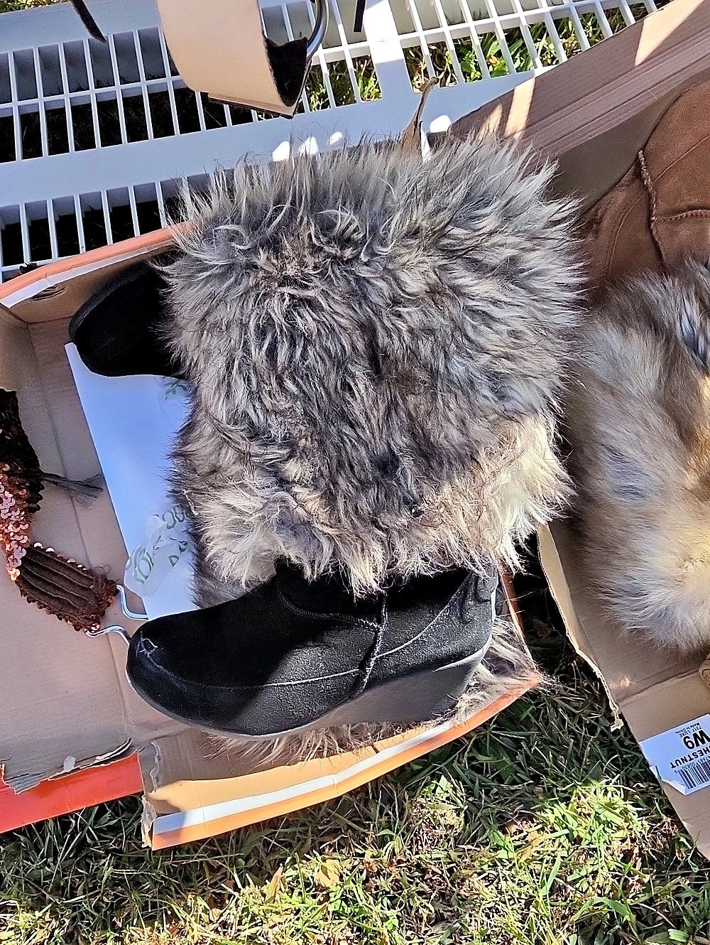 Rouge Jagger 11X Fur Wedge Shoes in Brown & Black Size US 9
